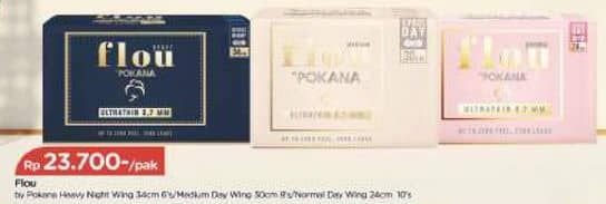 Promo Harga Pokana Flou Pembalut SAP Ultrathin 0,7 mm Heavy Wings 34 Cm, Medium Wings 30 Cm, Normal Wings 24 Cm 6 pcs - TIP TOP