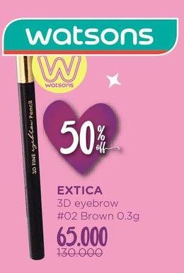 Promo Harga EXTICA 3D Fine Eyebrow Pencil 02 Brown 1 gr - Watsons