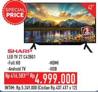 Promo Harga SHARP 2T-C42BG1i | Full HD Android TV 42"  - Hypermart