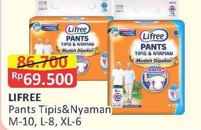 Promo Harga Lifree Popok Celana Tipis & Nyaman Bergerak M10, L8, XL6  - Alfamart