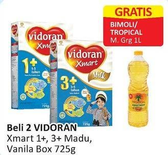 Promo Harga VIDORAN Xmart 1+/Xmart 3+ Madu, Vanilla per 2 box 725 gr - Alfamart