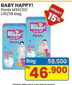 Promo Harga Baby Happy Body Fit Pants M34, M32, L30, L28 28 pcs - Indomaret