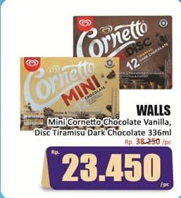 Promo Harga Walls Cornetto Mini Chocolate Vanilla, Tiramisu Dark Chocolate per 12 pcs 28 ml - Hari Hari