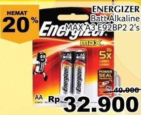 Promo Harga ENERGIZER Battery Alkaline Max AAA E92 2 pcs - Giant