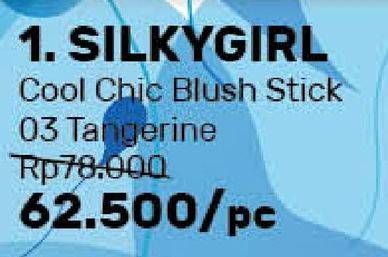 Promo Harga SILKY GIRL Cool Chic Blush Stick 03. Tangerine  - Guardian