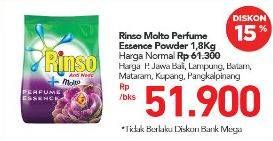 Promo Harga RINSO Anti Noda Deterjen Bubuk + Molto Purple Perfume Essence 1800 gr - Carrefour
