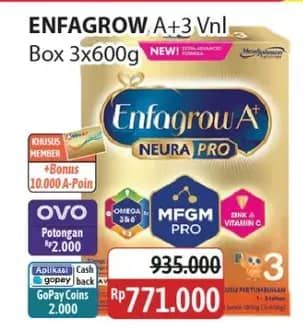 Promo Harga Enfagrow A+3 Susu Bubuk Vanilla 1800 gr - Alfamidi