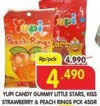 Promo Harga YUPI Candy Gummy Kiss Strawberry/Little Stars/Peach Rings 45gr  - Superindo