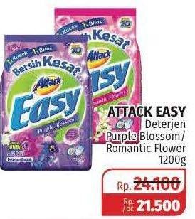 Promo Harga ATTACK Easy Detergent Powder Purple Blossom, Romantic Flower 1200 gr - Lotte Grosir