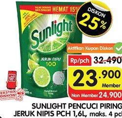 Promo Harga SUNLIGHT Pencuci Piring Jeruk Nipis 100 1600 ml - Superindo