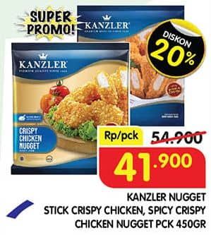 Promo Harga Kanzler Chicken Nugget Stick Crispy, Crispy Spicy, Original 450 gr - Superindo