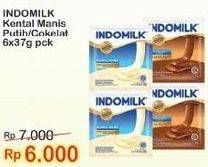 Promo Harga INDOMILK Susu Kental Manis Plain, Cokelat per 6 sachet 37 gr - Indomaret