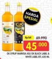 Promo Harga GK Syrup Markisa Asli Black Label, Markisa Asli White Label 630 ml - Superindo