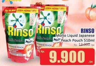 Promo Harga Rinso Liquid Detergent + Molto Japanese Peach 625 ml - Hari Hari