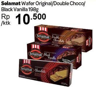 Promo Harga SELAMAT Wafer Original, Double Chocolate, Black Vanilla 198 gr - Carrefour