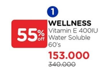 Promo Harga Wellness Vitamin E Natural 400IU 60 pcs - Watsons