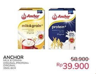 Anchor Anchor Protein+/Milk & Grain+  Diskon 32%, Harga Promo Rp39.900, Harga Normal Rp58.900, Indomaret Fresh