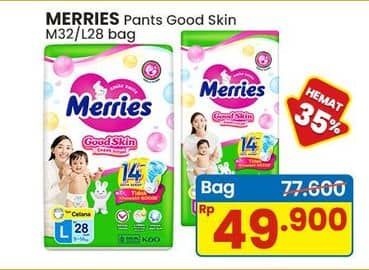 Promo Harga Merries Pants Good Skin M32, L28 28 pcs - Indomaret