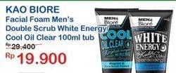 Promo Harga BIORE MENS Facial Foam White Energy, Cool Oil Clear 100 gr - Indomaret