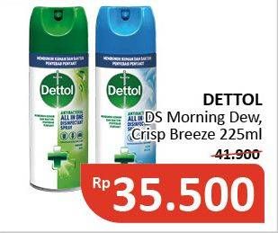 Promo Harga DETTOL Disinfectant Spray Spray Morning Dew, Crips Breeze 225 ml - Alfamidi