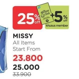 Promo Harga Missy Sanitary Napkins All Variants 10 pcs - Watsons
