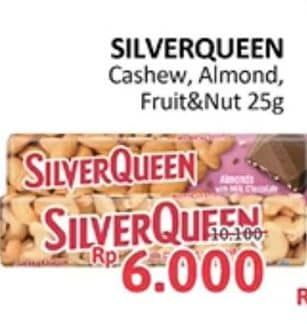 Promo Harga Silver Queen Chocolate Cashew, Almonds, Fruit Nuts 25 gr - Alfamidi