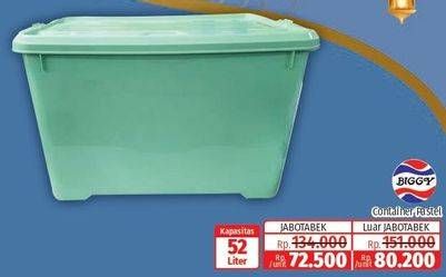 Promo Harga BIGGY Container Box Pastel 52 ltr - Lotte Grosir