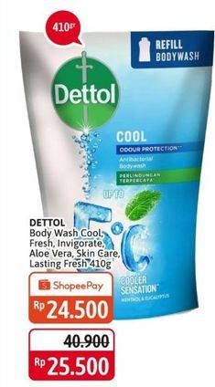 Promo Harga DETTOL Body Wash Cool, Lasting Fresh, Invigorate, Moisture Aloe Vera Avocado, Skincare, Fresh 410 ml - Alfamidi