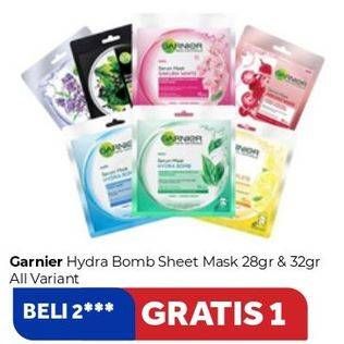 Promo Harga GARNIER Mask Hydra Bomb Grape Seed Mask, Hydra Bomb Green Tea Mask, Hydra Bomb Night Mask, Hydra Bomb Pomegranate Mask 28 gr - Carrefour