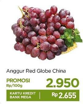 Promo Harga Anggur Red Globe Cina per 100 gr - Carrefour