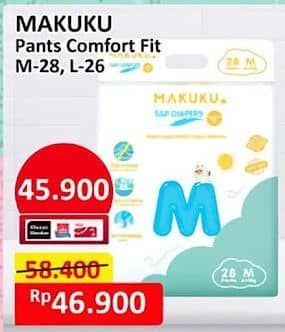 Promo Harga Makuku Comfort Fit Diapers Pants M28, L26 26 pcs - Alfamart