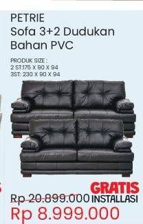 Promo Harga PETRIE Sofa 2 + 3 Dudukan Berbahan PVC  - Courts