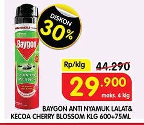 Promo Harga Baygon Insektisida Spray Cherry Blossom 600 ml - Superindo