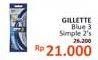 Promo Harga Gillette Blue 3 Simple 2 pcs - Alfamidi