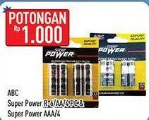 Promo Harga ABC Battery Super Power R6/AA, R03/AAA 4 pcs - Hypermart