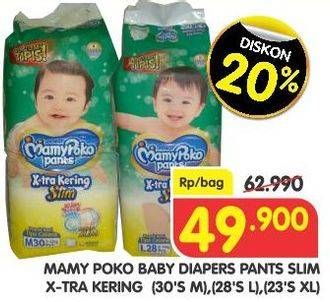 Promo Harga Mamy Poko Pants Xtra Kering Slim Tidak Gembung M30, L28, XL23  - Superindo