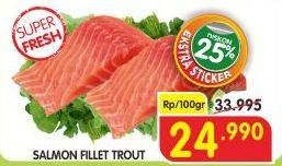 Promo Harga Salmon Fillet Trout per 100 gr - Superindo