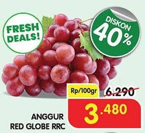 Promo Harga Anggur Red Globe RRC per 100 gr - Superindo