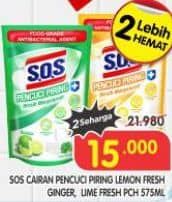 Promo Harga SOS Cairan Pencuci Piring Lemon, Lime Fresh 575 ml - Superindo