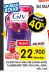 Promo Harga GIV Body Wash Passion Flowers Sweet Berry, Glow White 825 ml - Superindo