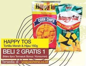 Promo Harga HAPPY TOS Tortilla Chips Merah/Hijau  - Yogya