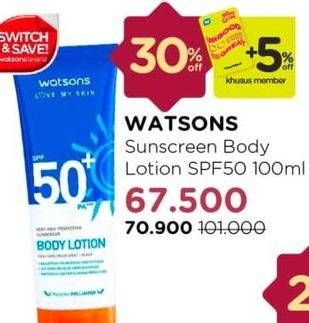 Promo Harga WATSONS Sun Screen Body Lotion SPF 50 100 ml - Watsons
