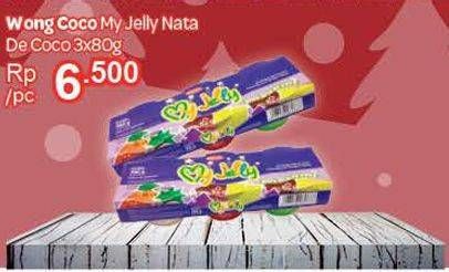 Promo Harga WONG COCO My Jelly per 3 pcs 80 gr - Carrefour