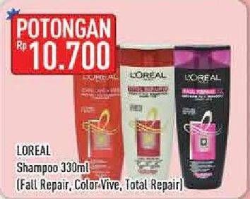 Promo Harga LOREAL Shampoo Fall Repair, Color Vive, Total Repair 330 ml - Hypermart