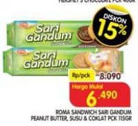 Promo Harga Roma Sari Gandum Peanut Butter, Susu Cokelat 115 gr - Superindo