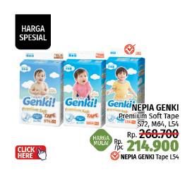 Promo Harga Nepia Genki Premium Soft Tape L54, M64, S72 54 pcs - LotteMart