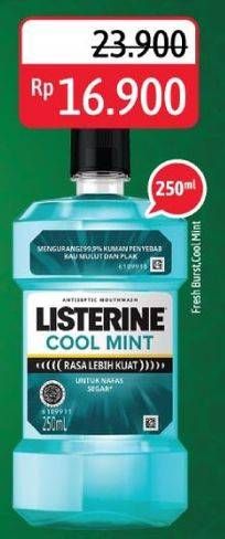 Promo Harga LISTERINE Mouthwash Antiseptic Fresh Burst, Cool Mint 250 ml - Alfamidi