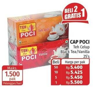 Promo Harga Cap Poci Teh Celup Black Tea, Vanilla 25 pcs - Lotte Grosir