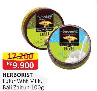Promo Harga HERBORIST Lulur Tradisional Bali White Milk, Zaitun 100 gr - Alfamart