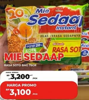 Promo Harga Sedaap Mie Kuah Soto 75 gr - Carrefour